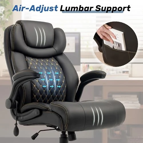 Big and Tall Office Chair with Inflatable Lumbar Support — Desk Chairs, Sofetura