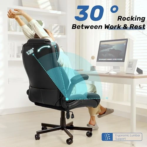 Big and Tall Office Chair with Inflatable Lumbar Support — Desk Chairs, Sofetura