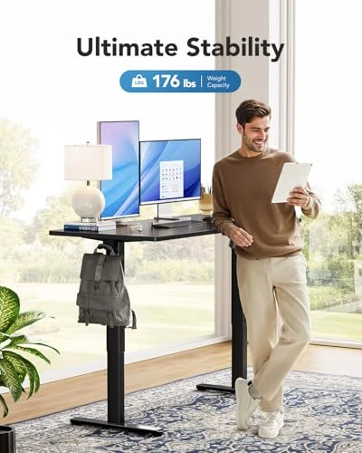 Electric Standing Desk with Whole Piece Desktop — Monitor Stands, HUANUO