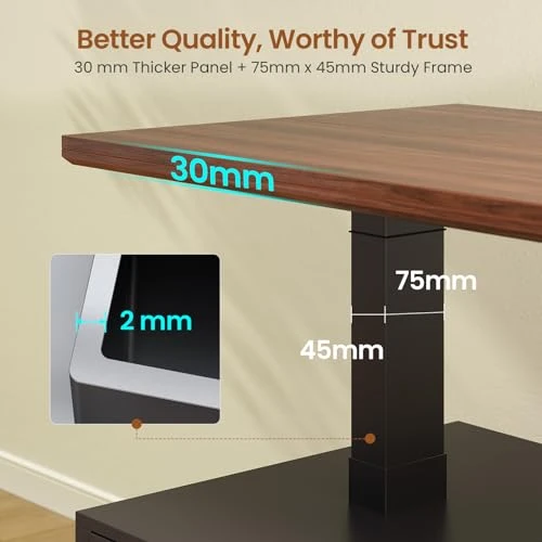 Farmhouse Electric Standing Desk with Drawers and Storage Shelves — Office, SEDETA