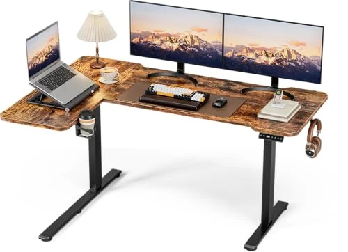 L Shaped Standing Desk Electric Adjustable Height, Corner Standing Desk, Electric Sit Stand Table with Reversible Splice... — Monitor Stands, Acrolix