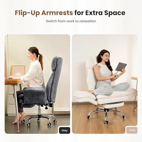 Office Chair with Flip Armrests and Foot Rest — Desk Chairs, HOMRELEXA