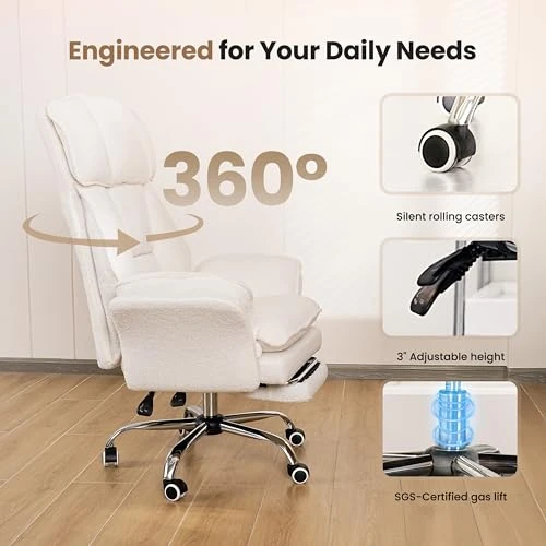 Office Chair with Flip Armrests and Foot Rest — Desk Chairs, HOMRELEXA