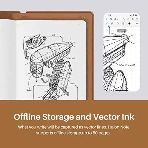 2-in-1 Digital Notebook Drawing Tablet with Battery-free Pen — Styluses & Digital Pens, Huion