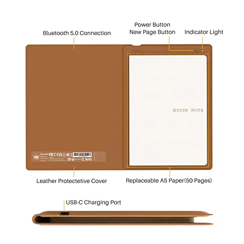 2-in-1 Digital Notebook Drawing Tablet with Battery-free Pen — Styluses & Digital Pens, Huion