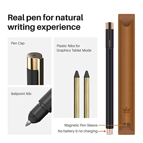 2-in-1 Digital Notebook Drawing Tablet with Battery-free Pen — Styluses & Digital Pens, Huion