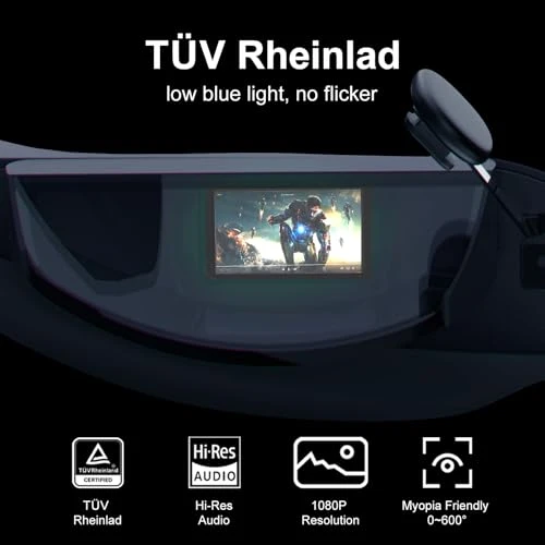 AR Glasses with 150-inch 1080P HD Screen and Myopia Adjustment — Immersive Viewing, TQSKY