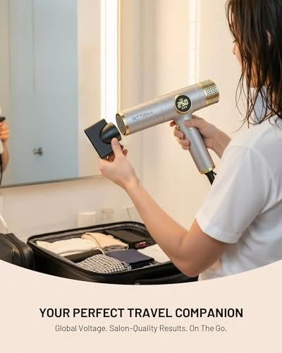 Dual Voltage Travel Hair Dryer with Magnetic Diffuser — Dryers & Accessories, HITTIONA