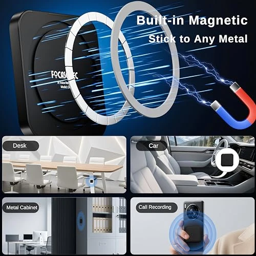 Mini AI Voice Activated Recorder with Transcription to Text — Voice Recognition & Productivity Software, FOCASE REC