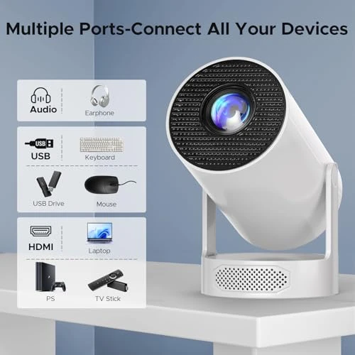 Mini Projector with WiFi and Bluetooth, Smart Portable Movie Projector 4K Support — Home Theater Projectors, CAMWORLD