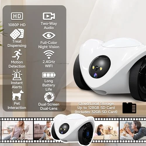 Movable Pet Robot Camera with Treat Dispenser — Cameras & Monitors, OROMVO