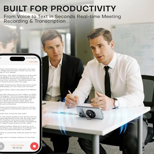 Voice Recorder with AI Transcription, Translation, and Phone Stand — Language Translators, Papanoo