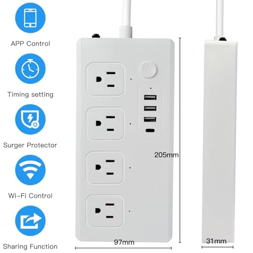 WiFi Smart Power Strip Surge Protector Extension Cord — Power Solutions & Surge Protection, Jinvoo