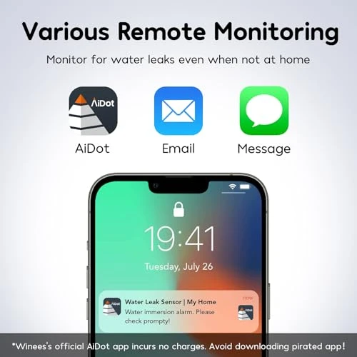 WiFi Water Leak Detector with Adjustable Alarm and Notifications — Water Leak Detection Systems, Winees