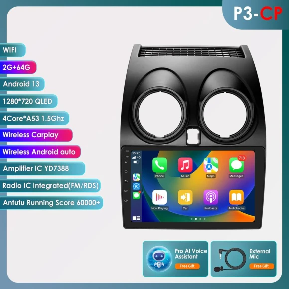 4G LTE Eight-Core 2 DIN 9-Inch Intelligent Car Multimedia Player with GPS Navigation, DSP, CarPlay, Android Auto — In-Dash, Hizpo