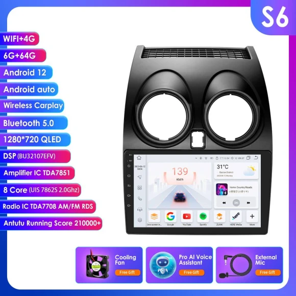 4G LTE Eight-Core 2 DIN 9-inch Smart Car Multimedia Player with GPS Navigation, DSP, CarPlay, and Android Auto — In-Dash, Hizpo