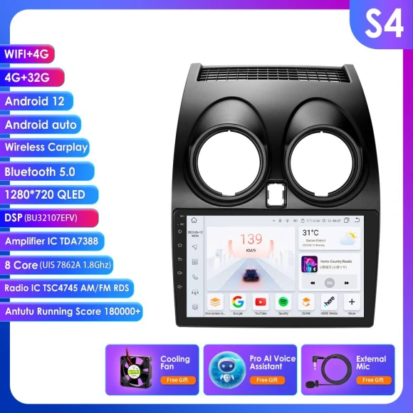 4G LTE Octa-Core 2 DIN 9-Inch Smart Car Multimedia Player with GPS Navigation, DSP, CarPlay, Android Auto — In-Dash, Hizpo