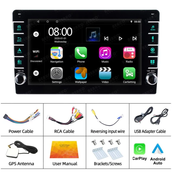 8-inch Car Multimedia Player — Car Installation Essentials, HOME-Auto-001