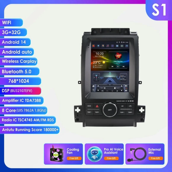 9.7 Inch Android Car Stereo with GPS, CarPlay, 4G, and AI — In-Dash, Hizpo