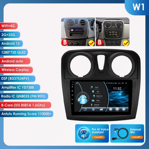 Carplay 4G Android 13 Car Radio — In-Dash, Hizpo