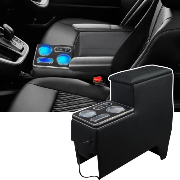 Center Console Armrest with Cup Holder and Storage Compartment — Bench Seat, SAMURAI STYLE