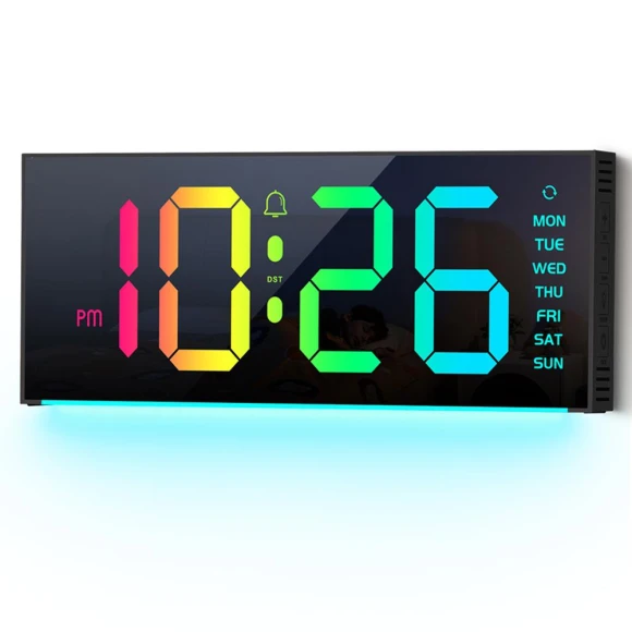 Large Digital LED Wall Table Clock with Remote Control and Night Light — Clocks, Artesano Home