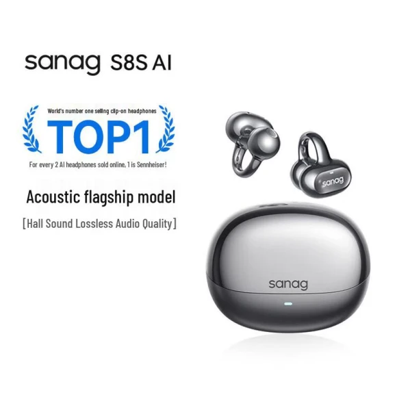 AI Ear-Clip Wireless Sport Earbuds with Translation — In-Ear Headphones, SANAG