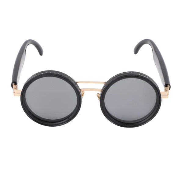 AI Translation Smart Glasses, Gray, Round, Adjustable Lenses, Wireless — Smart Glasses, KONNWEI