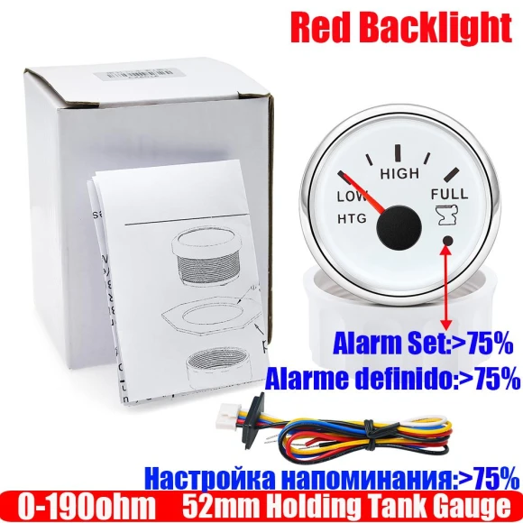 Holding Tank Gauge with Flash Alarm and Sewage Level Sensor — Liquid Level, DS Fcf