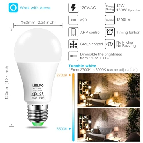 Smart Light Bulb 8 Pack — LED, MELPO