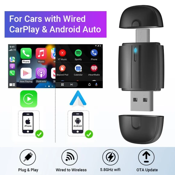 Wireless CarPlay Android Auto Smart Mini Box — Stereo Receivers, The Cozy Nook