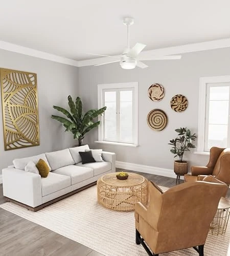 Indoor Ceiling Fan With Light, Remote, 60-inch, Fresh White, Casual-style — Ceiling Fans & Accessories, Hunter