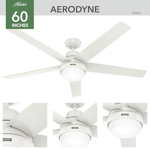 Indoor Ceiling Fan With Light, Remote, 60-inch, Fresh White, Casual-style — Ceiling Fans & Accessories, Hunter