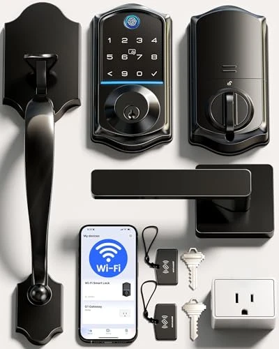 Wi-Fi Smart Fingerprint Front Door Lock Set — Deadbolts, Veise