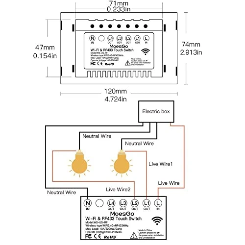 WiFi Smart Wall Light Switch with Glass Panel — Dimmer Switches, MoesGo