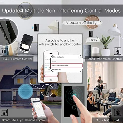 WiFi Smart Wall Light Switch with Glass Panel — Dimmer Switches, MoesGo