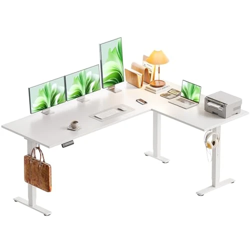 Electric L-Shaped Standing Desk with Height Adjustment — Office, Casaottima
