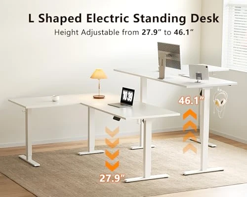 Electric L-Shaped Standing Desk with Height Adjustment — Office, Casaottima