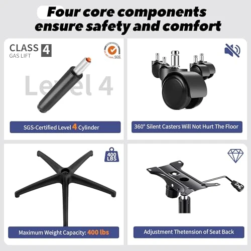 Ergonomic Office Chair with Adjustable Lumbar Support and Headrest — Desk Chairs, Fizzin