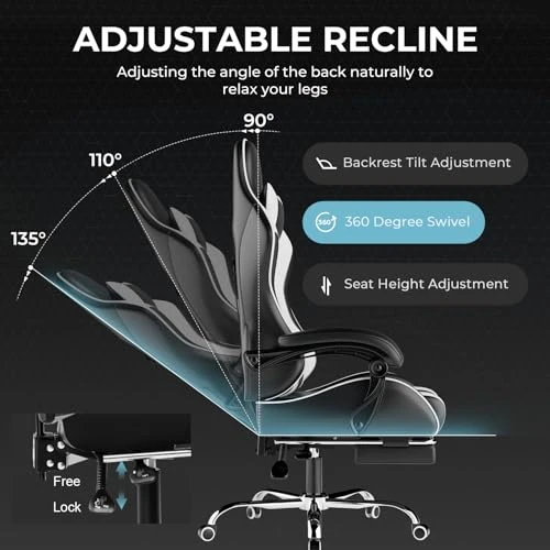 Gaming Chair with Footrest and Lumbar Support — Gaming Chairs, GTPLAYER