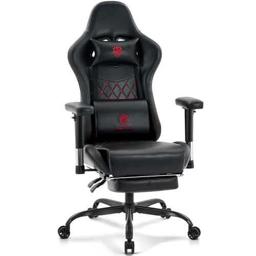 Gaming Chair with Footrest, Massage Lumbar Support, and Gel Pad — Gaming Chairs, Morkprism