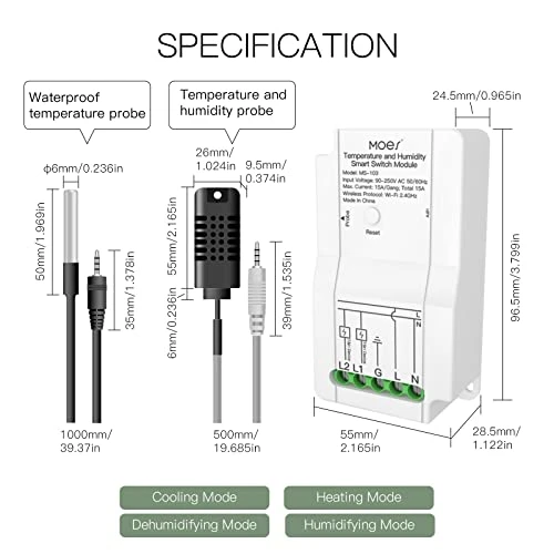 Smart Temperature and Humidity Switch Module Sensor — Home Climate Control, MOES