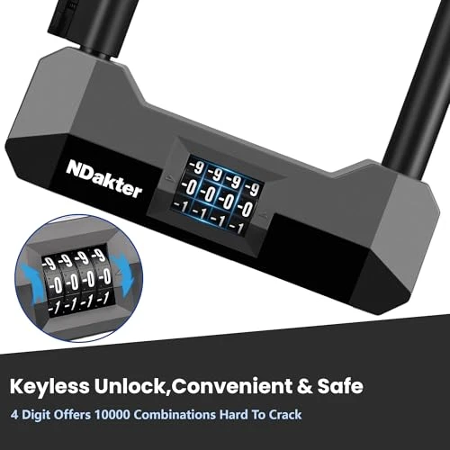 Heavy Duty Anti Theft Bicycle Combo U Lock with Steel Cable and Bracket — U-Lock, NDakter