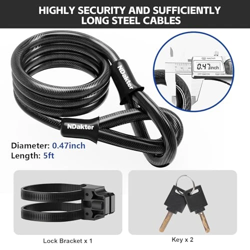 Heavy Duty Anti Theft Bicycle Combo U Lock with Steel Cable and Bracket — U-Lock, NDakter