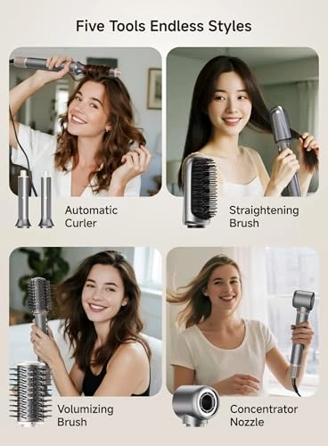 High Speed Hair Dryer Brush Styler Set — Hot-Air Brushes, TRANXPHIT