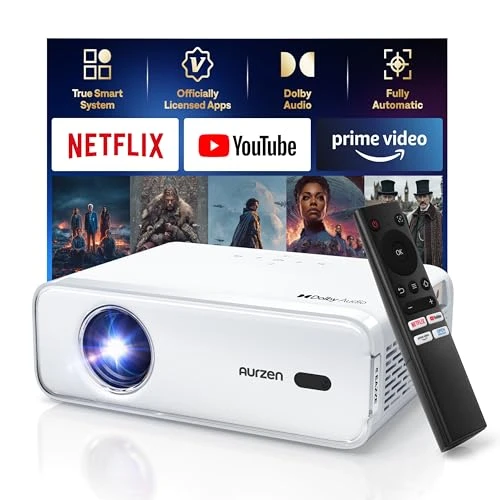 Smart Projector with WiFi and Bluetooth, Netflix-Officially-Licensed, Auto Focus & Keystone, Dolby Audio, Native 1080P,... — Home Theater Projectors, Aurzen
