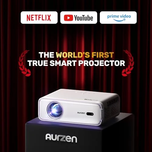 Smart Projector with WiFi and Bluetooth, Netflix-Officially-Licensed, Auto Focus & Keystone, Dolby Audio, Native 1080P,... — Home Theater Projectors, Aurzen