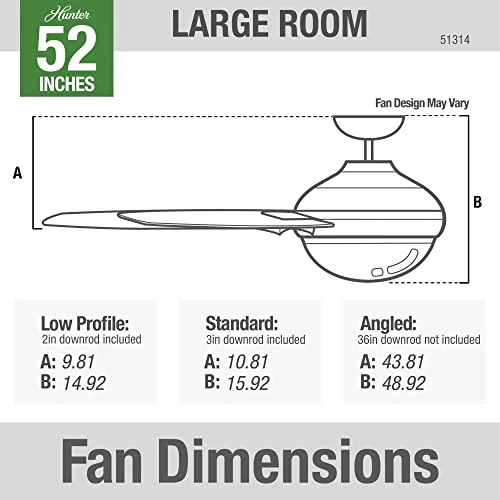 Aerodyne Ceiling Fan 52 inches Matte Black — Ceiling Fans & Accessories, Hunter