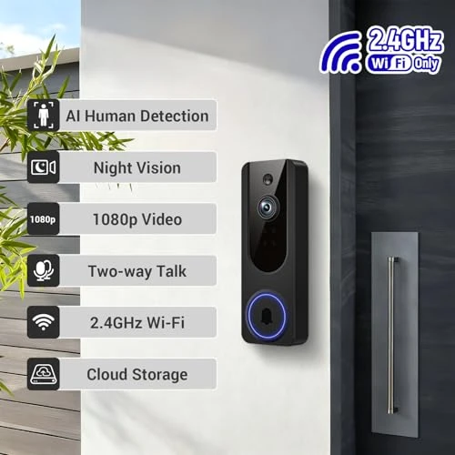 Doorbell Camera Wireless with Indoor Receiver — Motion Sensors, Hubposh