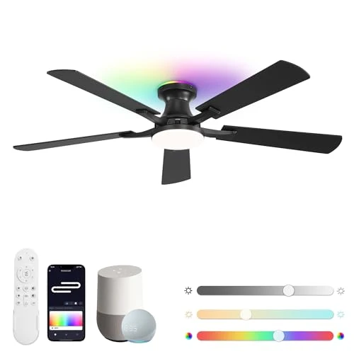 Smart Ceiling Fan with RGB Lights — Ceiling Fans, ZMISHIBO